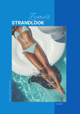 Promotionele flyer voor zomerse strandkleding in blauw
