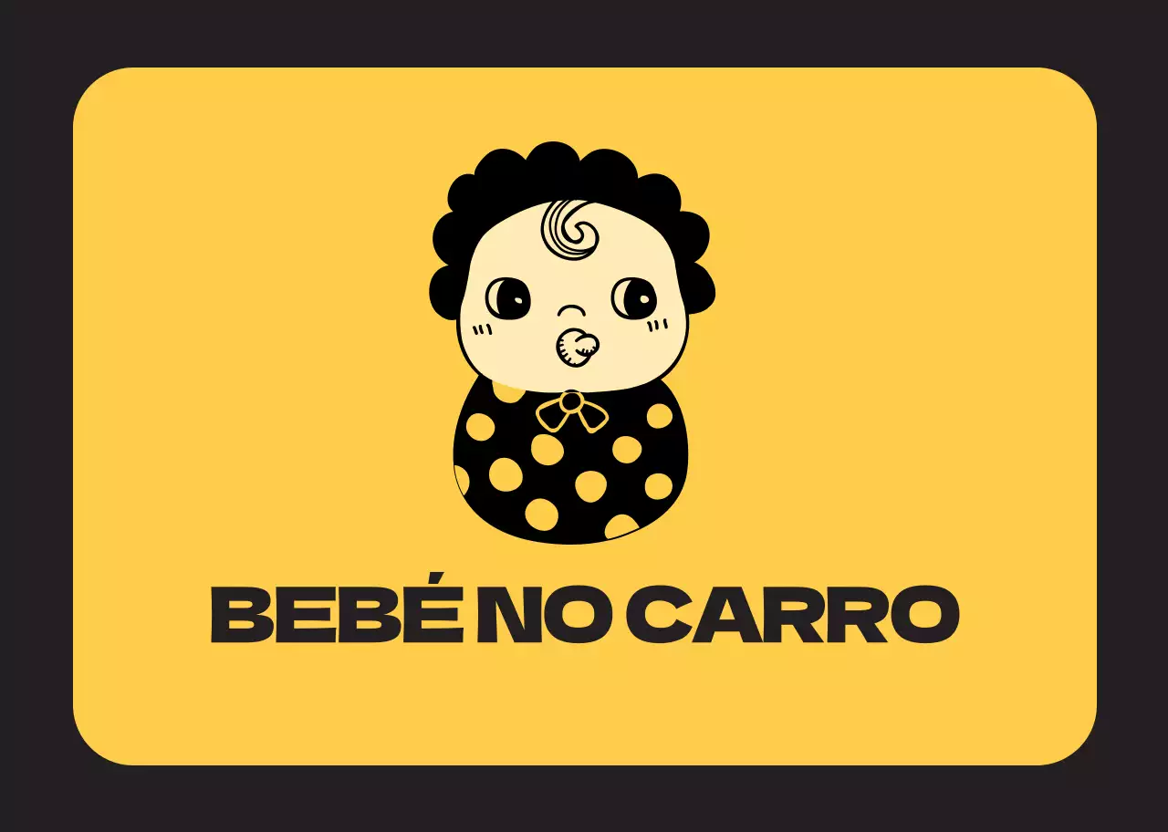 Ilustração de bebé a preto e amarelo com criança a andar a cavalo