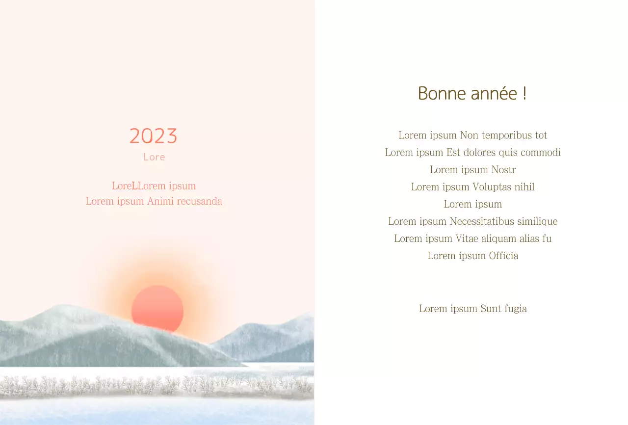 Carte de vœux du Nouvel An en bleu clair et rose