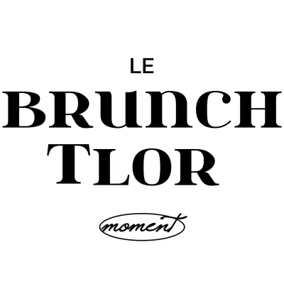 Texte simple et épuré en noir et blanc pour les promotions et les marchandises d'un café brunch.
