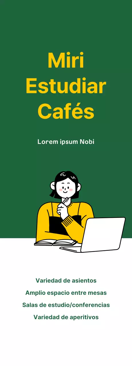 Promocione su café estudio con un fondo limpio y verde