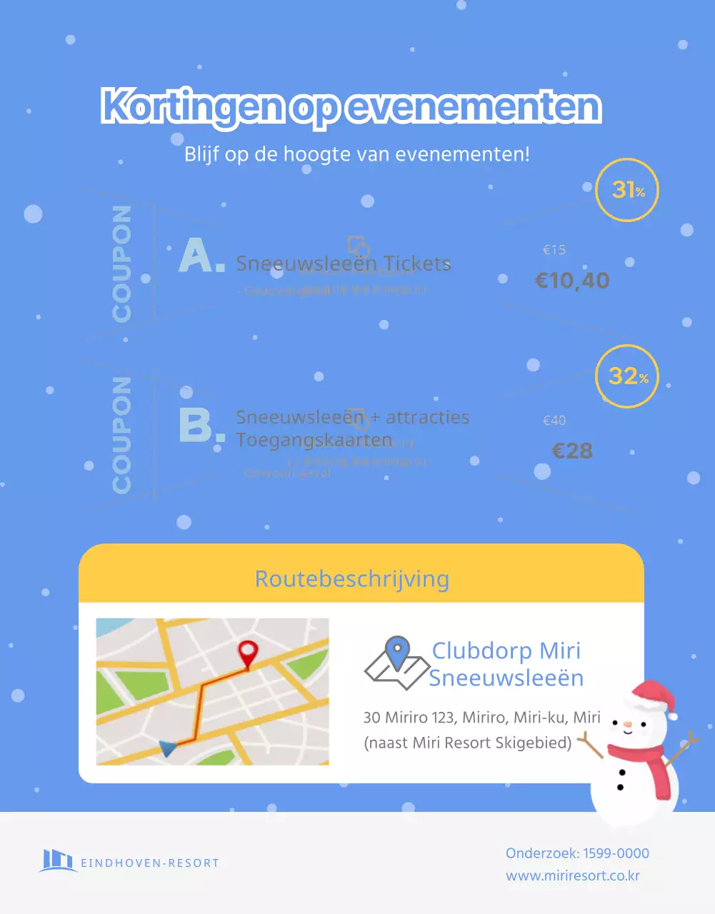 Witte en blauwe winterse sleeheuvel detailpagina