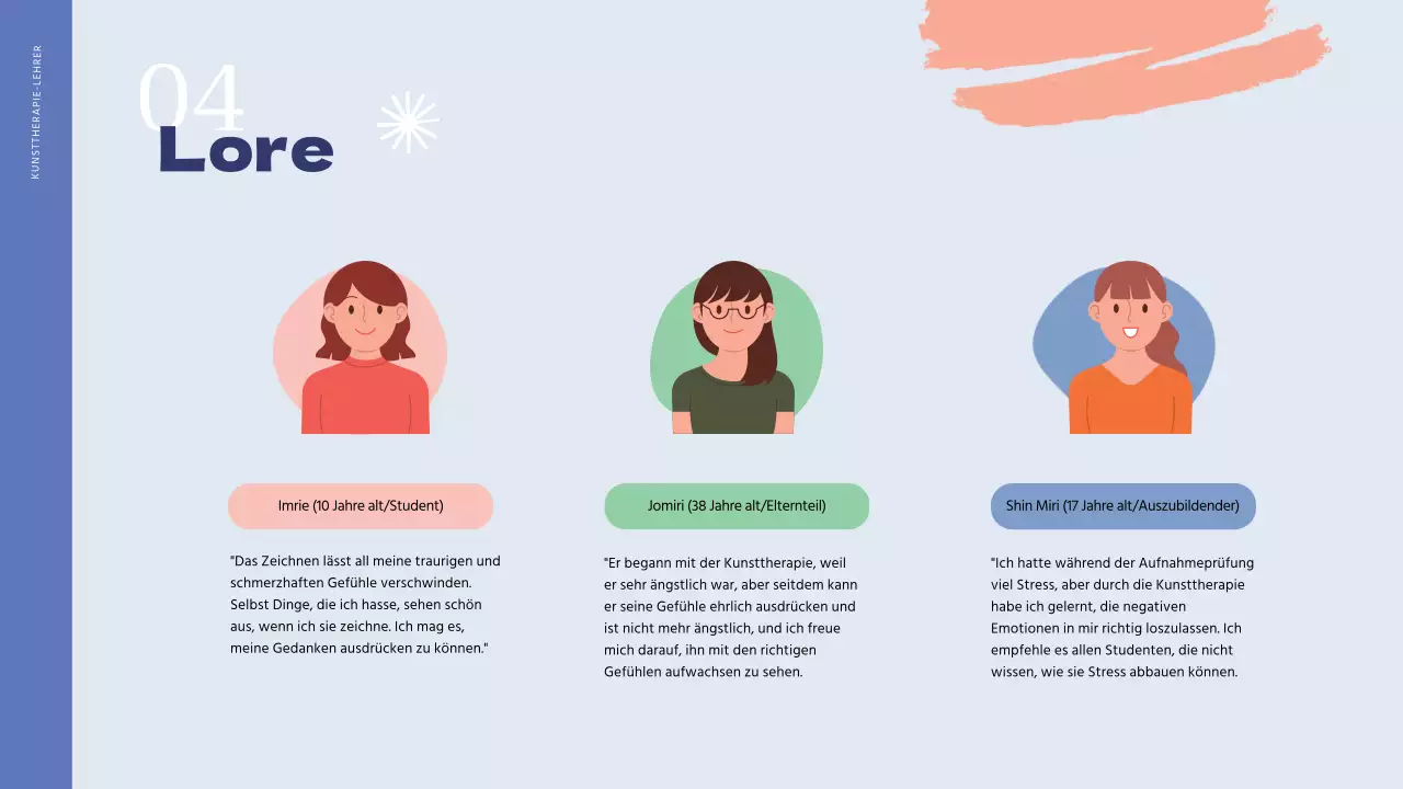 Kunst Psychotherapie Instruktor Portfolio in Blau und Hellblau