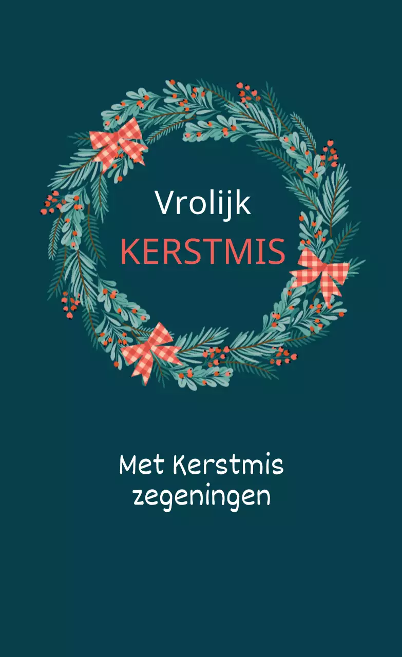Rood-Turkoois Geïllustreerd Kerstwenslabel