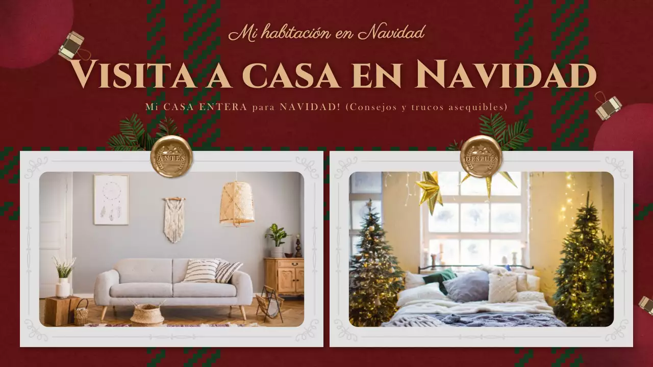 Adornos navideños a cuadros rojos