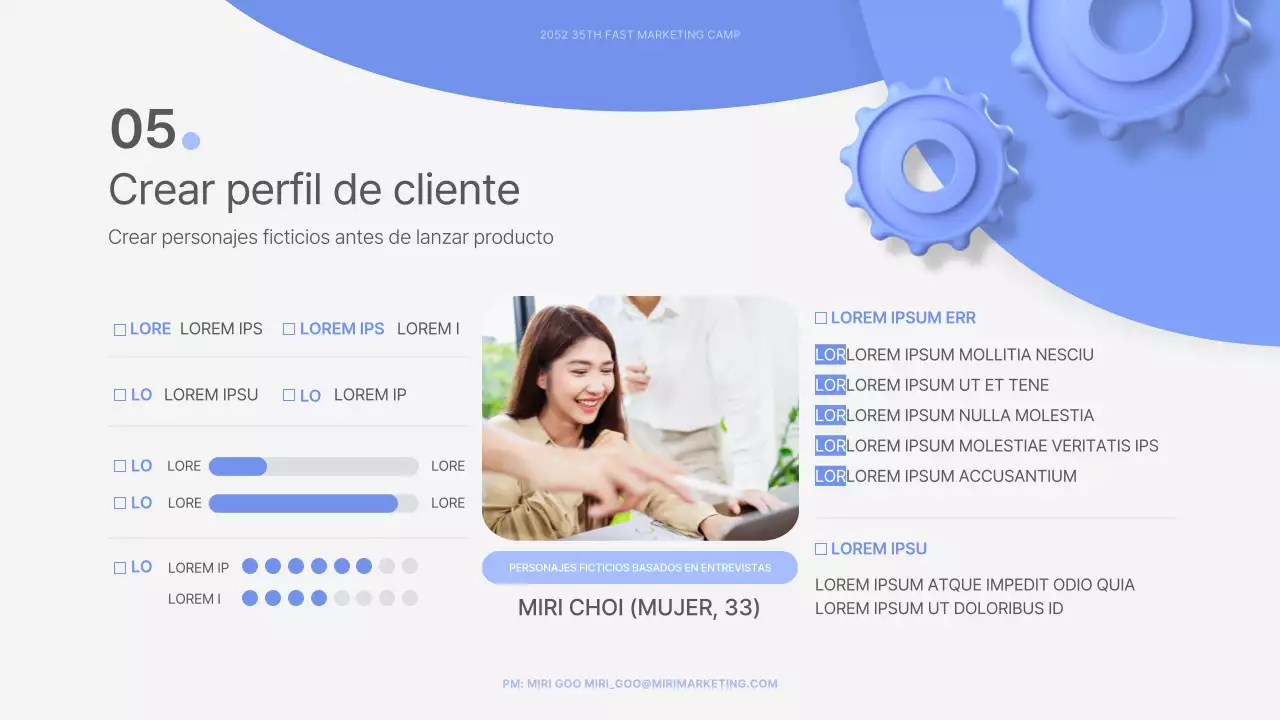 Material para entrevistas sobre el tema de las formas estereoscópicas 3D en azul y blanco