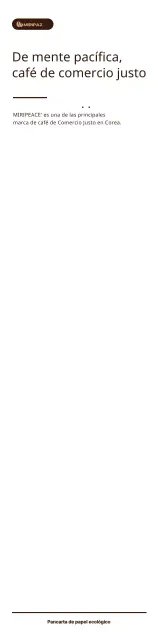 Información sobre el café de Comercio Justo en el estante, de color marrón y con texto sencillo