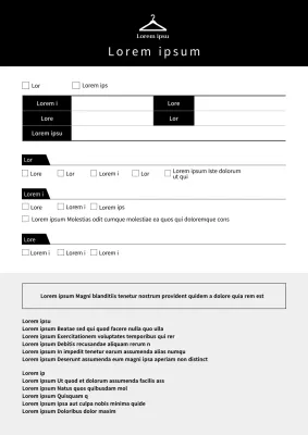 Formulario de devolución de cambio de tienda en negro limpio