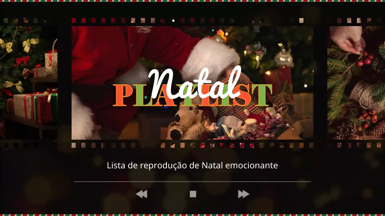 Lista de reprodução temática de Natal em verde e vermelho