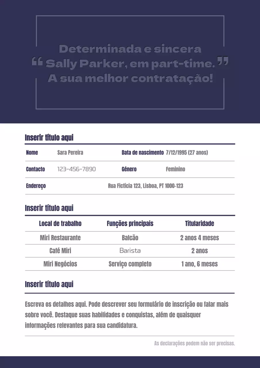 Conceito de erro tipográfico azul-marinho e branco emprego a tempo parcial