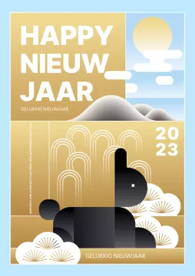 Pastel moderne nieuwjaarsposter