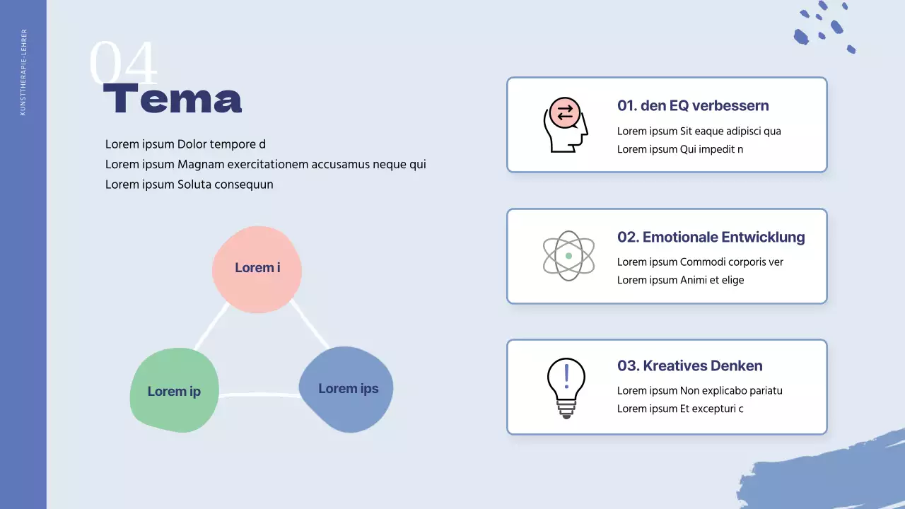 Kunst Psychotherapie Instruktor Portfolio in Blau und Hellblau