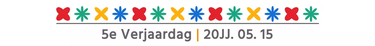 Eenvoudige, schattige, kleurrijke combinatiestijl van tekst en pictogrammen voor een jubileumviering van een kunstfestival