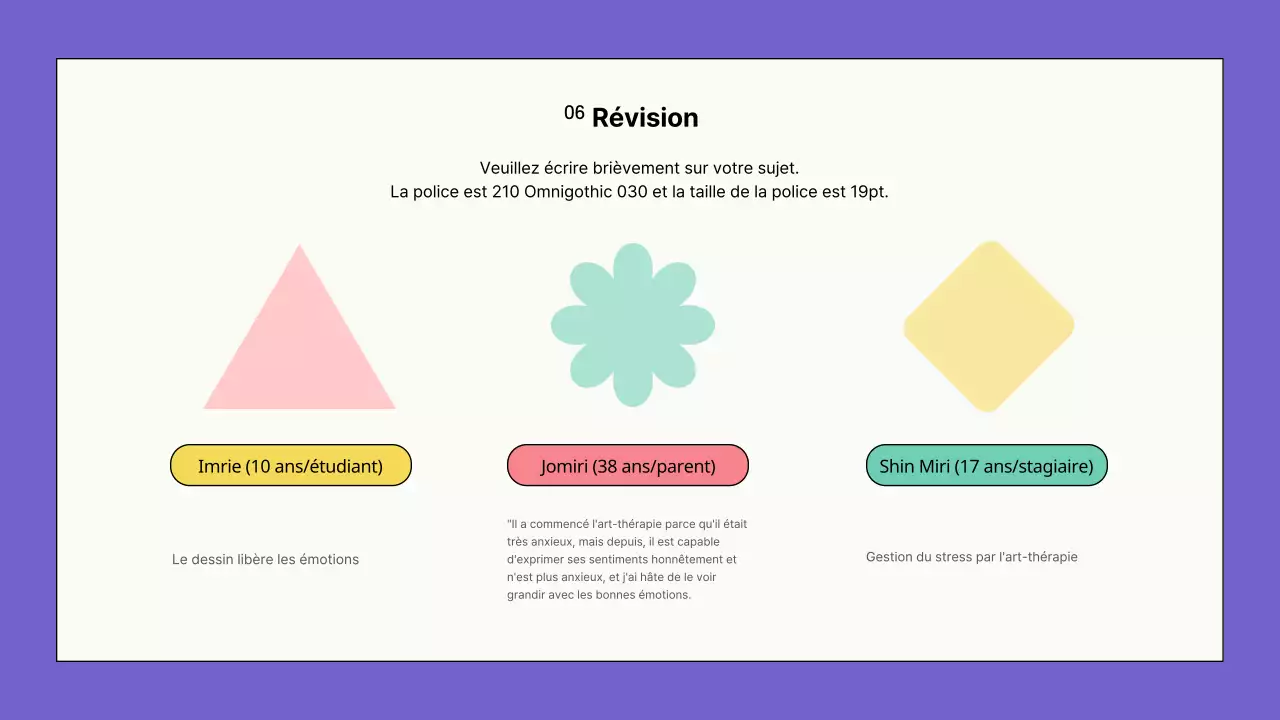 Psychothérapie par l'art avec des formes dans des tons roses et violets Syllabus de l'instructeur Formation au portfolio Introduction de l'instructeur