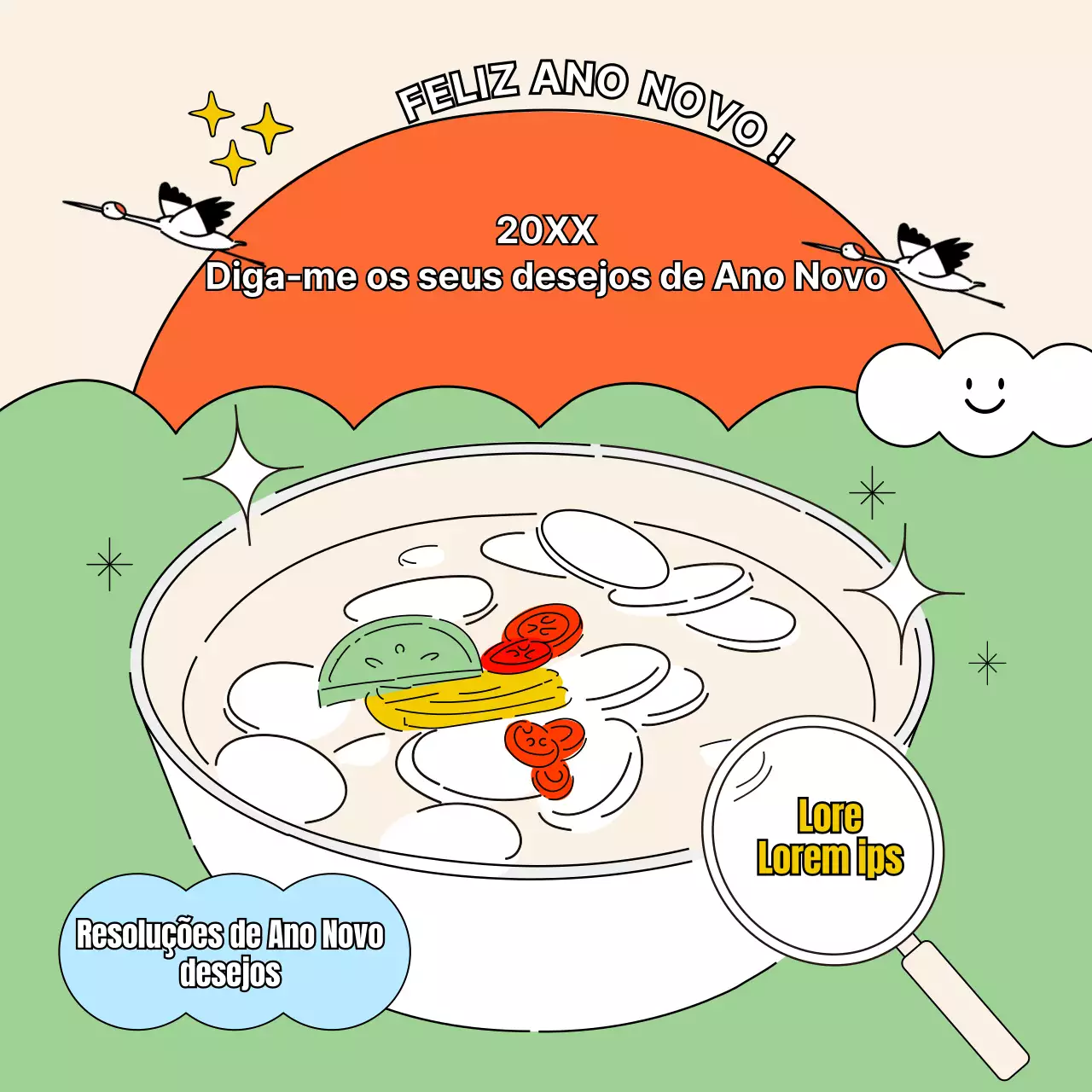 Ilustrações de Ano Novo com linhas giras