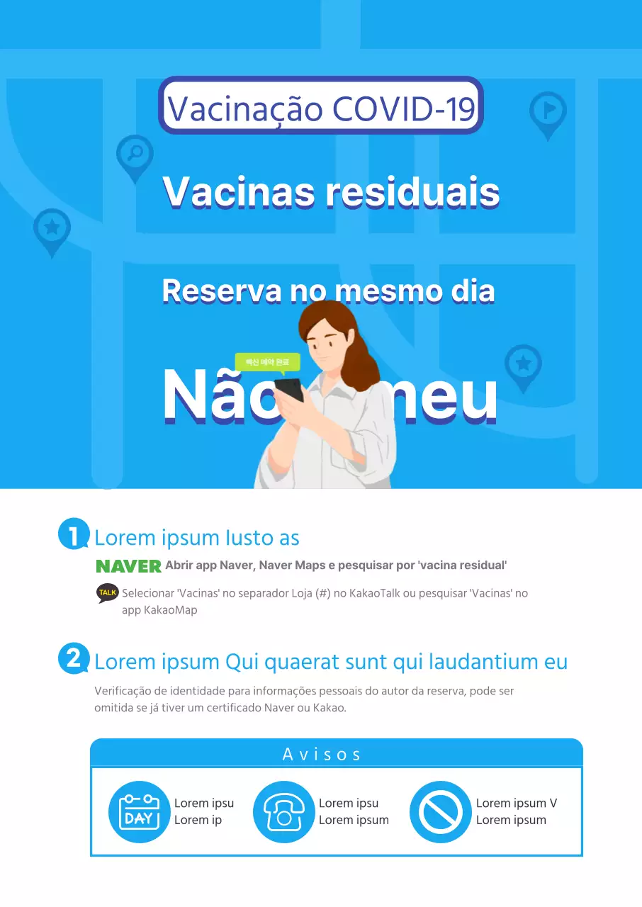 Consultas de vacinas no mesmo dia numa embalagem azul e arrumada de confiança