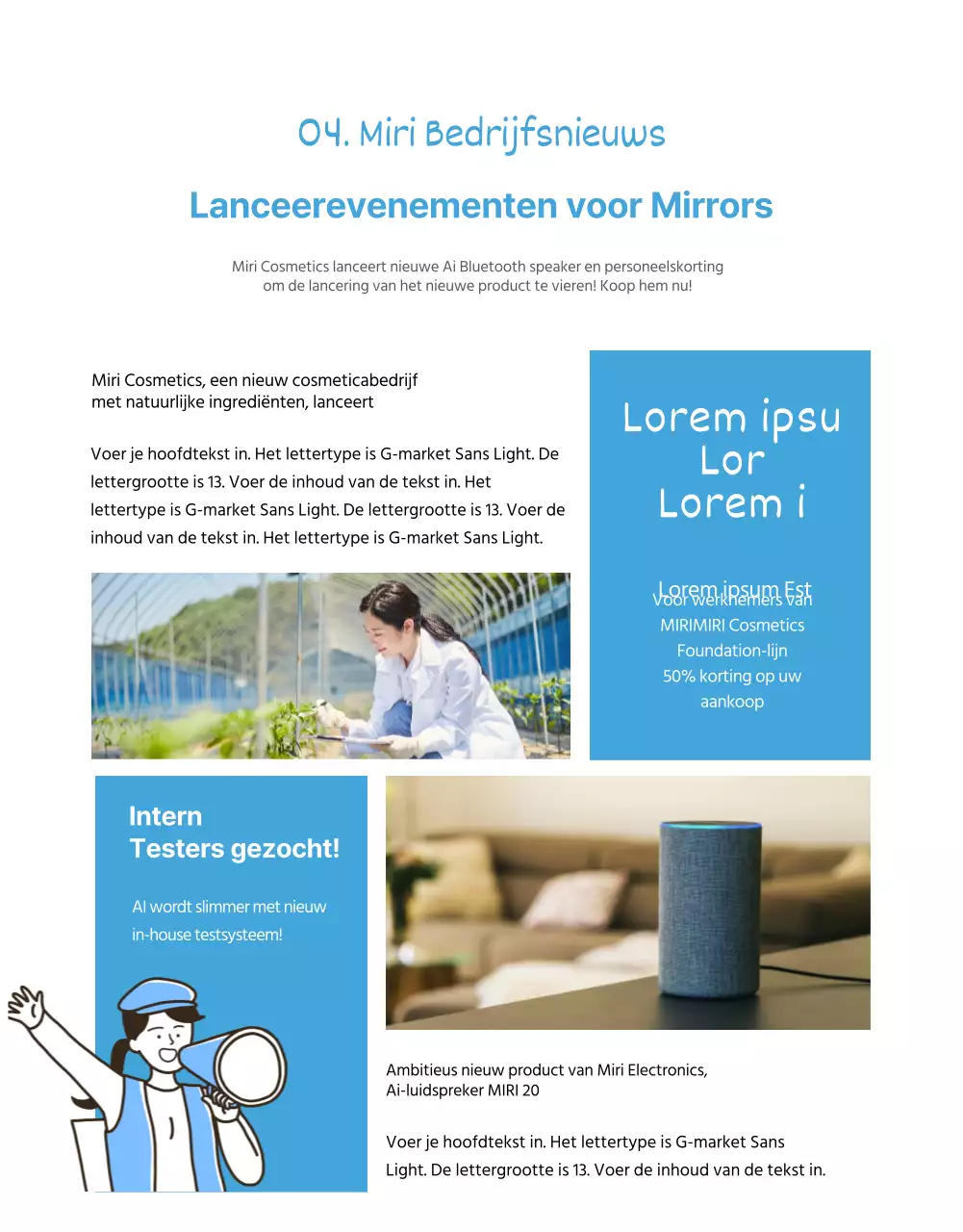 Blue clean nieuwsbrief bedrijfscultuur