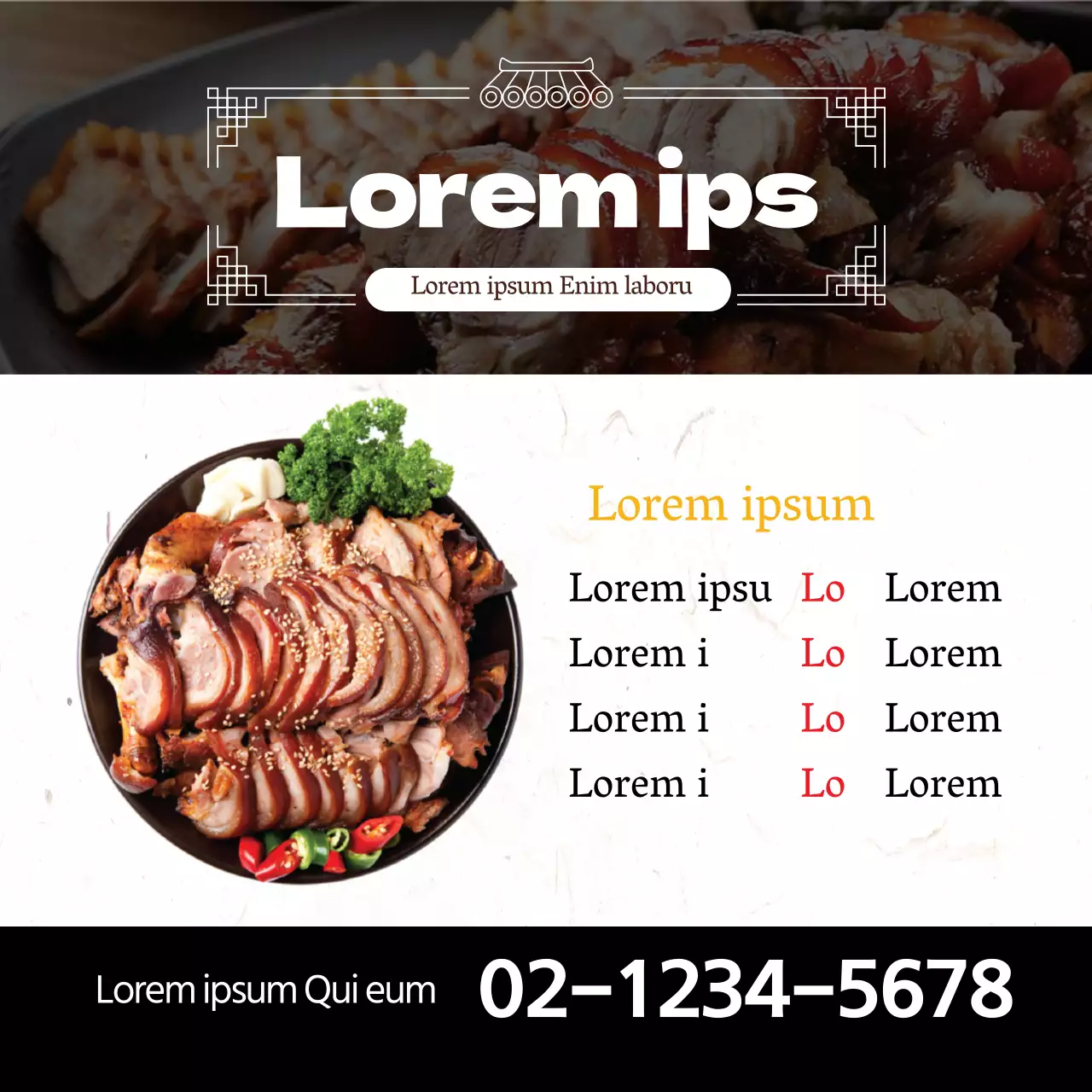 Speisekarte für Schweinefüße in einem schwarz markierten Restaurant