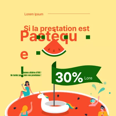 Offres d'été en jaune et illustrations de pastèques