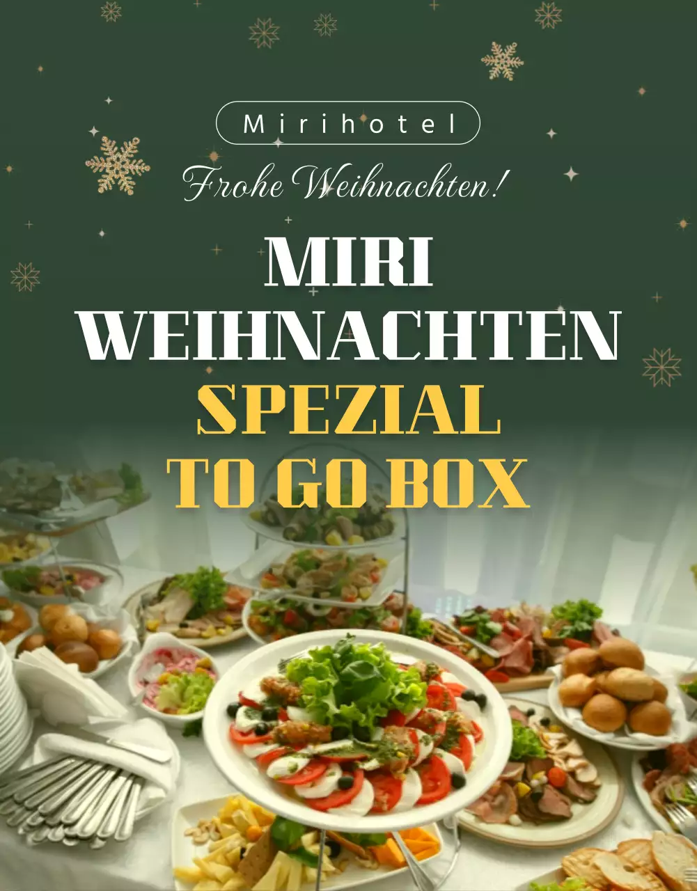 Grünes und gelbes Weihnachtsbuffet mit Catering Details