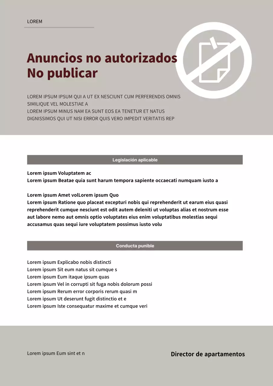 Sin publicidad en apartamentos marrones y grises