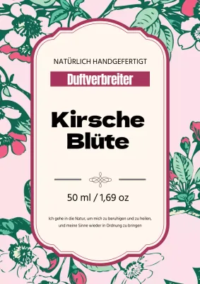 Vintage Parfüm Etikett mit rosa Illustration