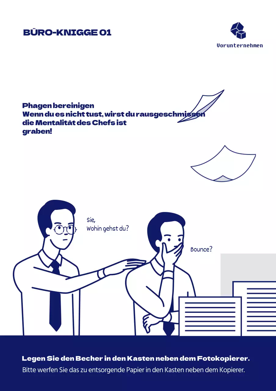 Niedlich illustriertes Organisationskultur-Poster in Blau