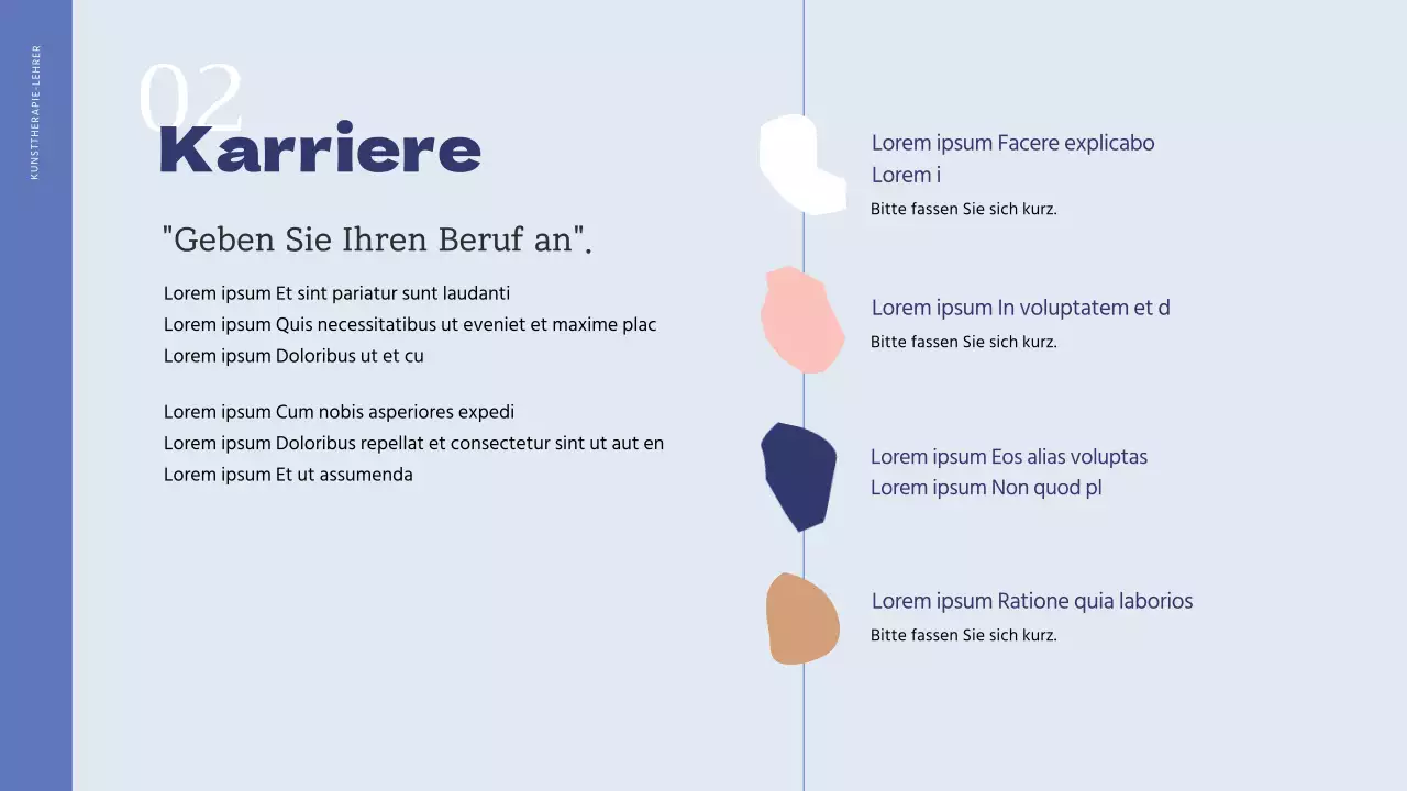 Kunst Psychotherapie Instruktor Portfolio in Blau und Hellblau