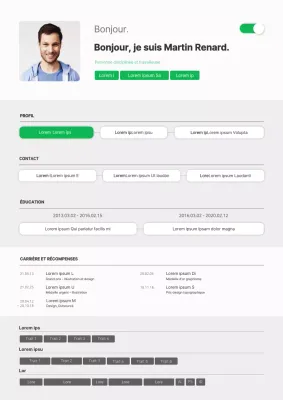 Concept d'interface utilisateur propre en gris et vert