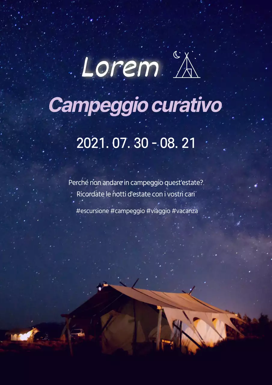 Una guida per un campeggio curativo pulito, bianco e viola