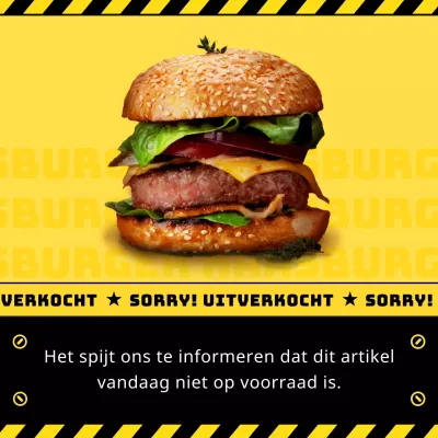Het hamburger menu bij het geel-zwarte ban lijn concept is uitverkocht