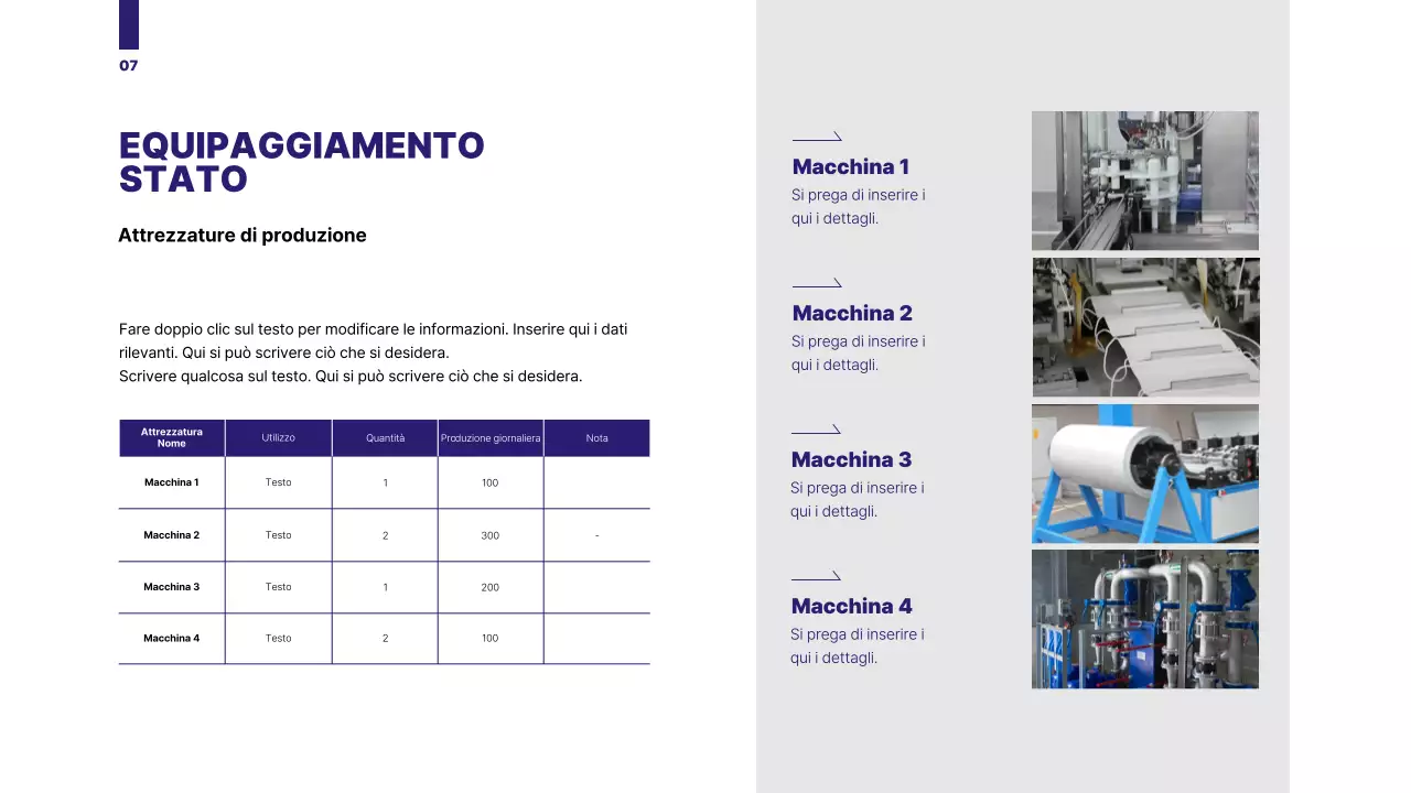 Una proposta organizzata con una grafica a cerchi di colore blu