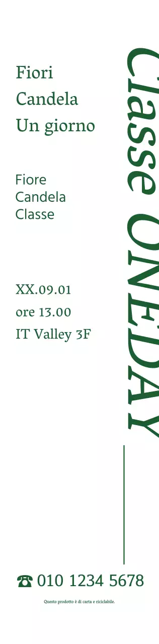 Il corso di un giorno: una candela floreale semplice, sentimentale, in stile scultura, di colore verde.
