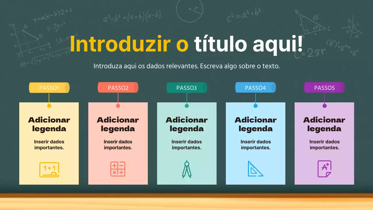 Quadro de giz verde e pastel para a sala de aula de matemática