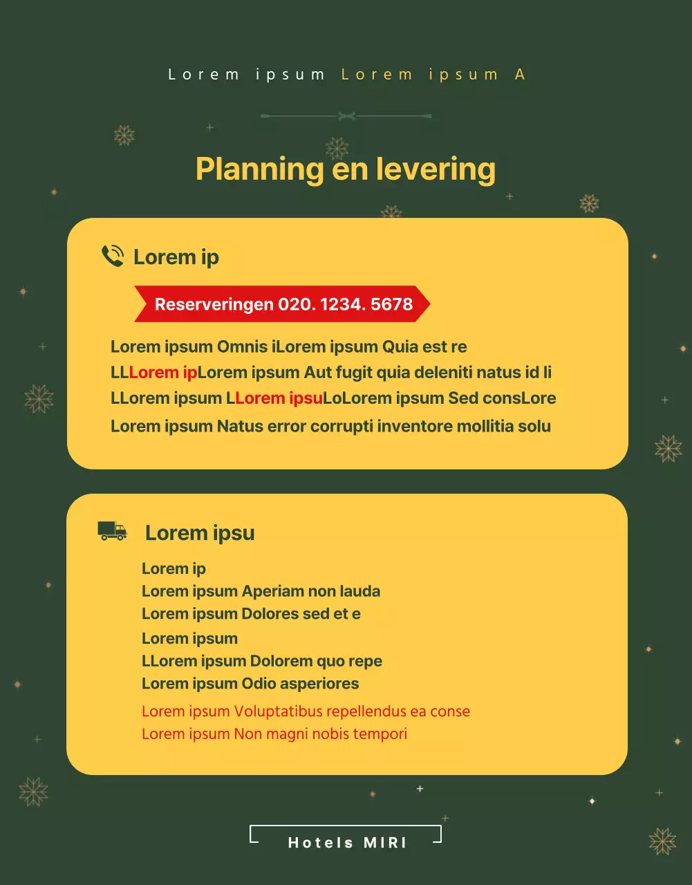 Groen en geel kerstbuffet details