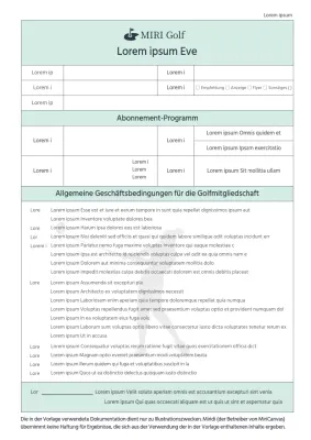 Green Pre-Golf Contract Sign Up Golf Membership Allgemeine Geschäftsbedingungen Regeln und Bestimmungen Rückerstattungsrichtlinie