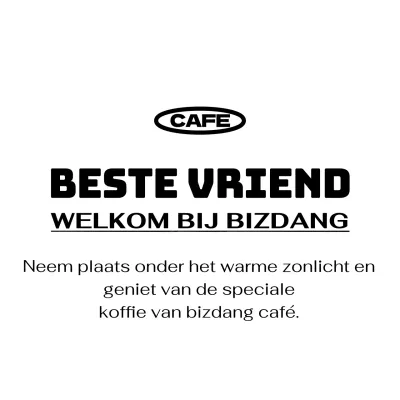 Eenvoudige, hippe stijl met veel tekst in zwart en wit voor cafépromoties en merchandise