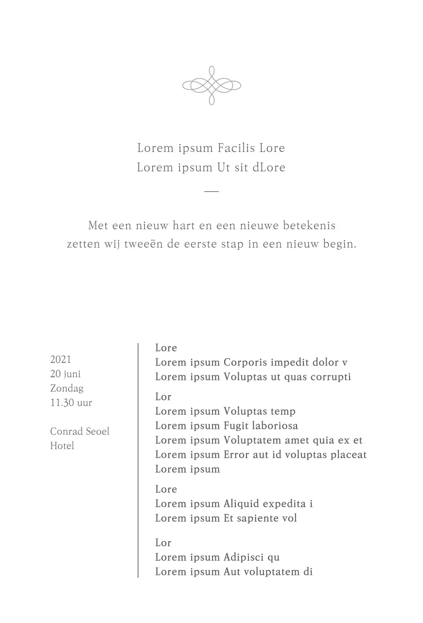 Verticale trouwkaart voor een strakke look