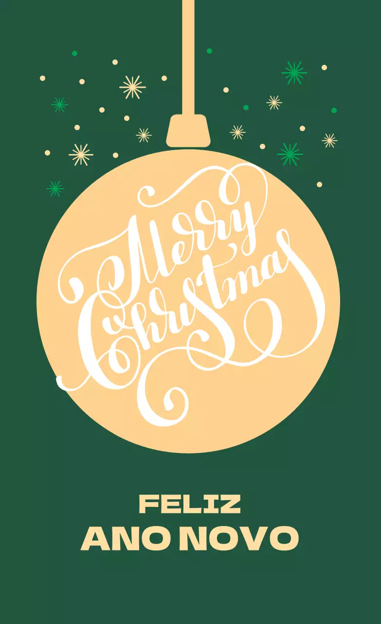 Etiqueta de felicitações de Natal verde amarela ilustrada