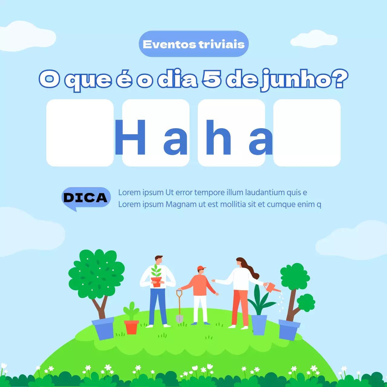 Ilustração verde e azul claroQuiz superstar do Dia do AmbienteEvento