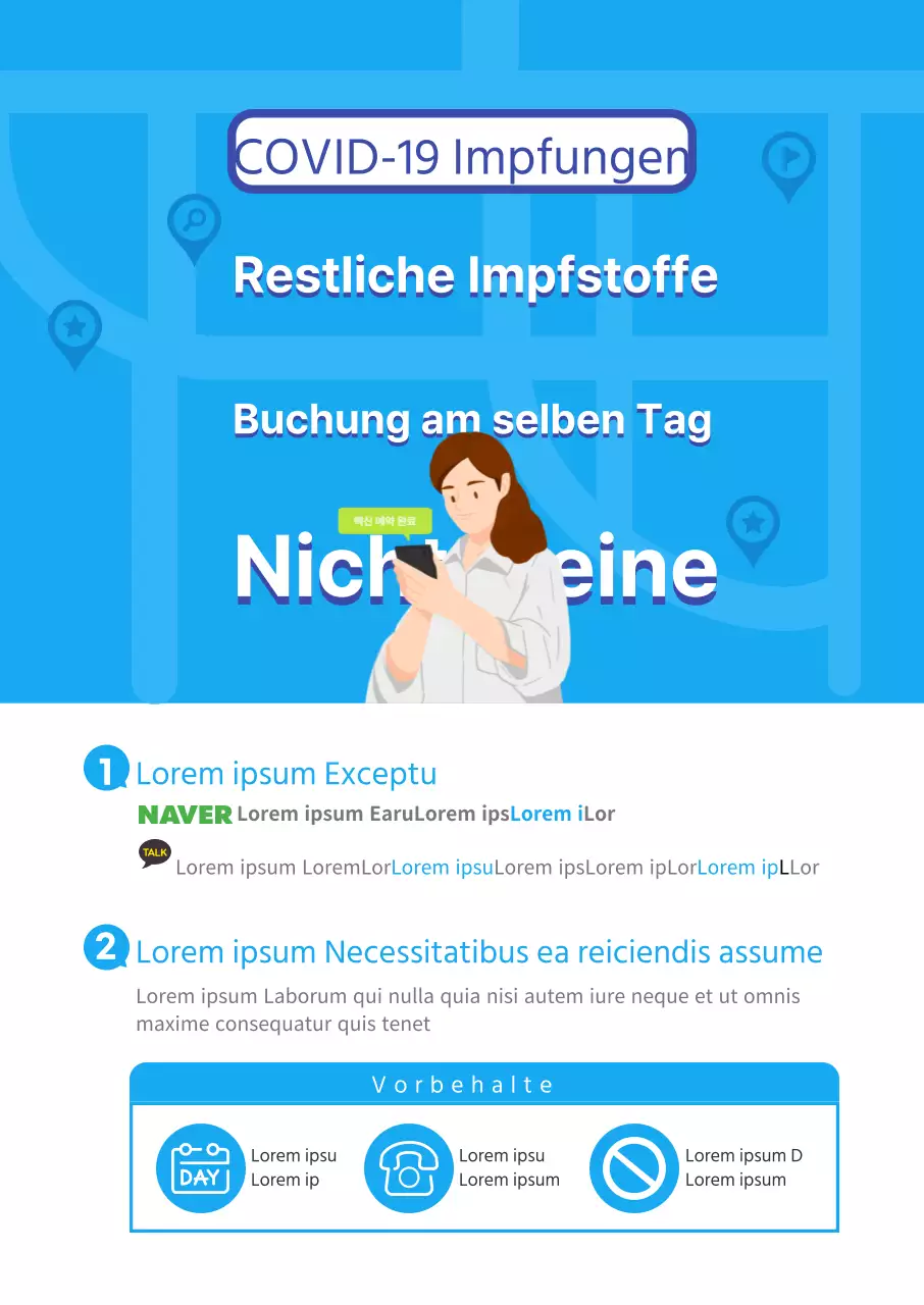 Impfstofftermine am selben Tag im vertrauten blauen, klaren Look