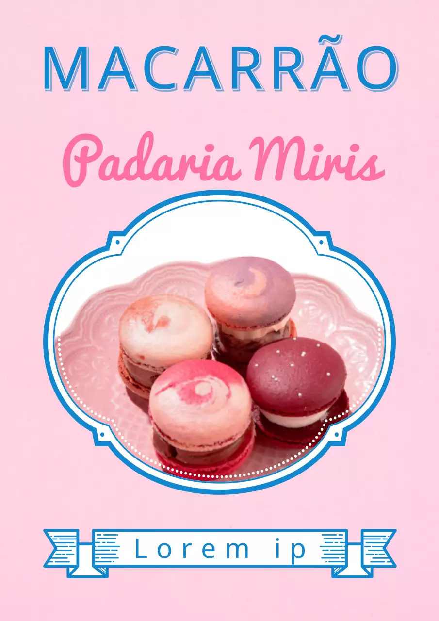 Desenho do guia do café Macaron em rosa e azul