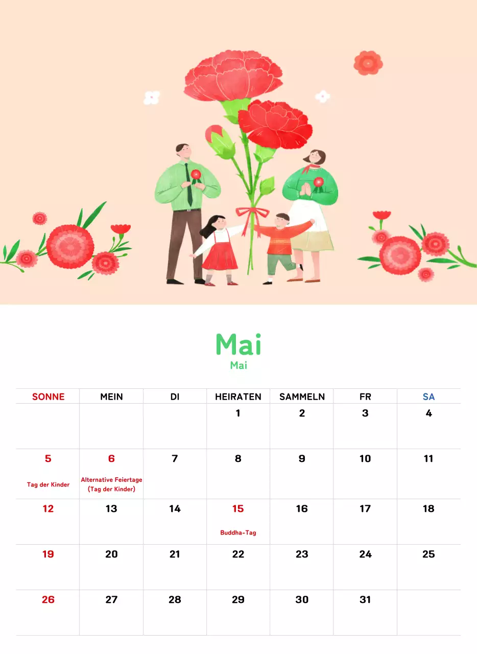 Ein warmer, illustrierter Kalender für das neue Jahr