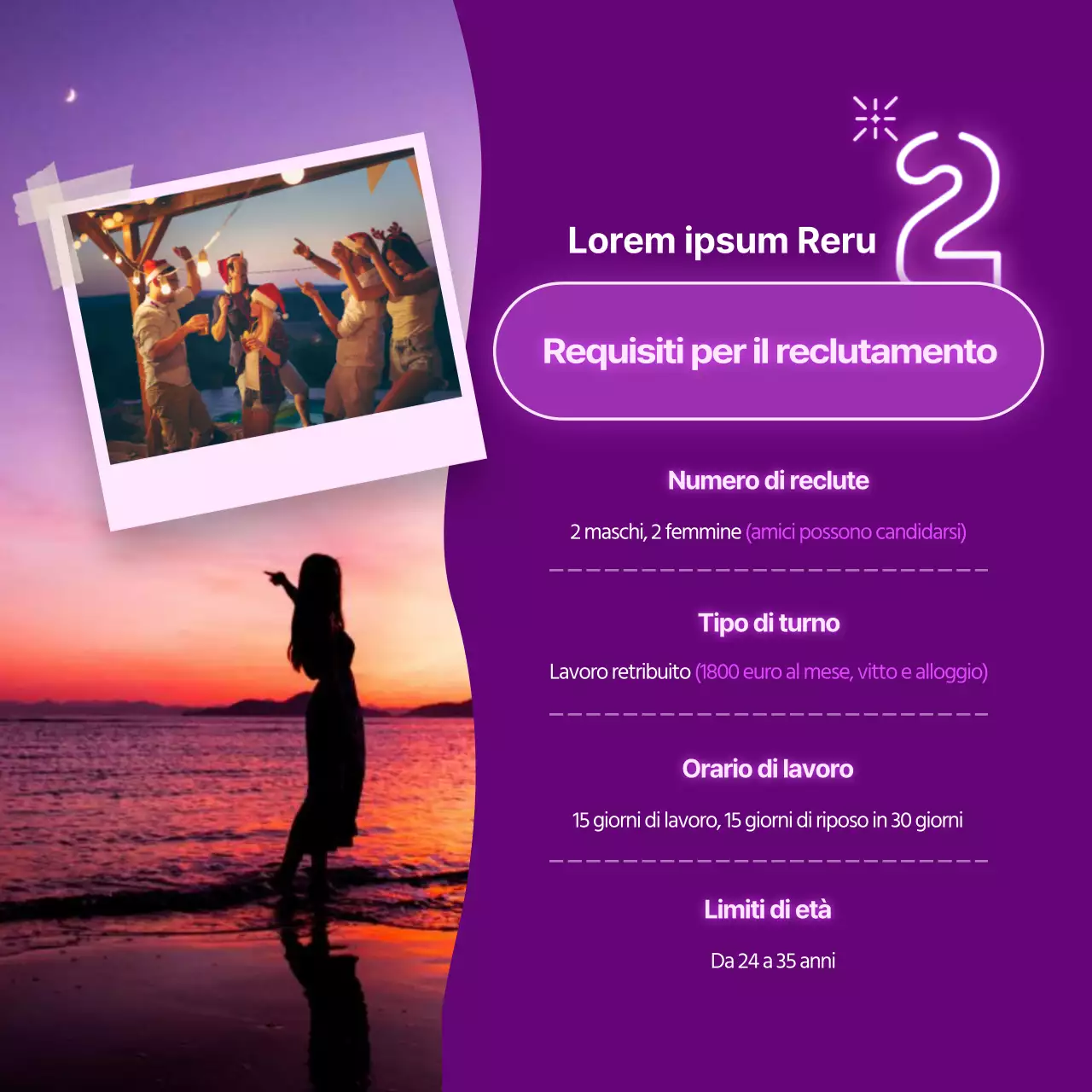 La pensione al neon viola cerca personale