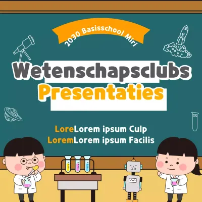Een presentatie voor de wetenschapsclub van een basisschool met schattige illustraties