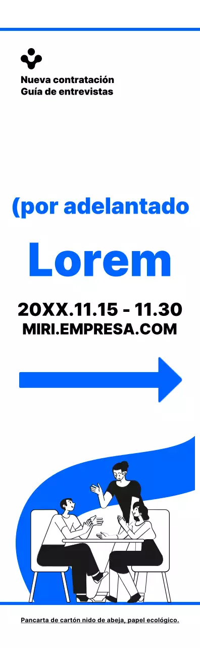 Ilustración sencilla en azul y negro con indicaciones para llegar al lugar de la entrevista de contratación