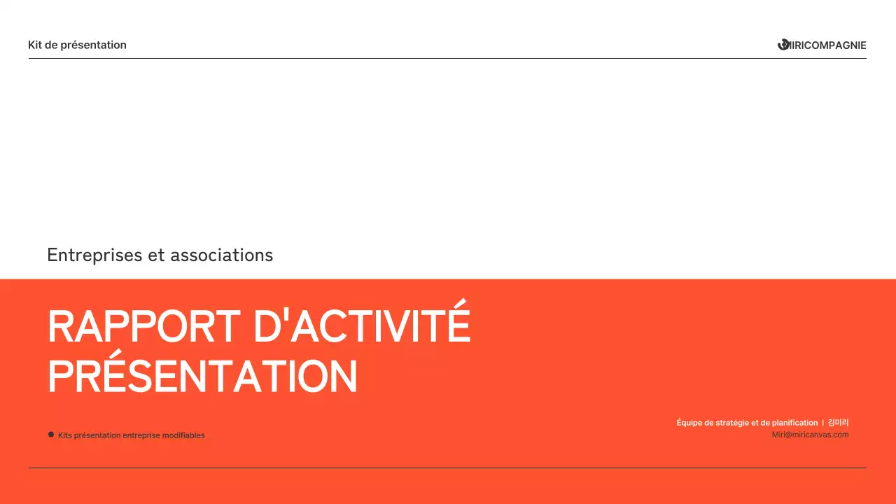 Présentations de rapports d'activité en orange et gris