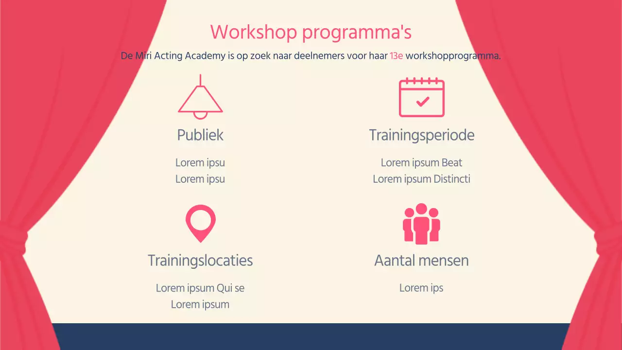 Cinemaconcept-workshop in marine- en roze tinten
