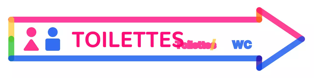 Des flèches colorées et mignonnes pour se diriger vers la salle de bains
