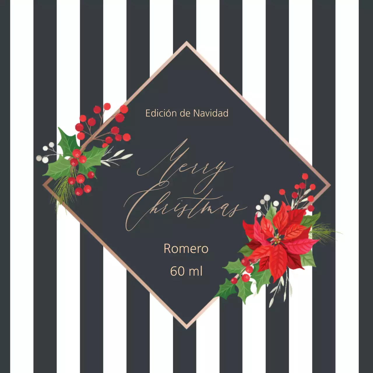 Gris ilustración patrón de caligrafía etiqueta de perfume de Navidad